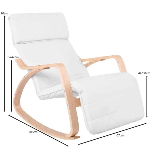 HAMILTON Super Relax Πολυθρόνα Σαλονιού - Καθιστικού, Σημύδα, Ύφασμα Άσπρο 67x105x90cm - Image 4