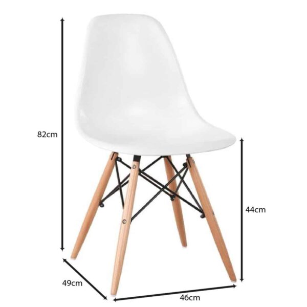 ART Wood Καρέκλα Τραπεζαρίας – Κουζίνας, Πόδια Οξιά, Κάθισμα PP Άσπρο - Πλήρως K/D 46x49x82cm - Image 3