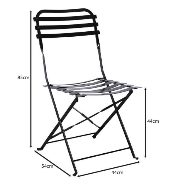 ΖΑΠΠΕΙΟΥ Καρέκλα Κήπου - Βεράντας, Πτυσσόμενη, Μέταλλο Βαφή Μαύρο 44x54x85cm - Image 3