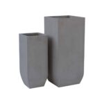 FLOWER POT-1  Set 2 τεμαχίων Cement Grey 25x25x60cm 35x35x80cm - Image 2