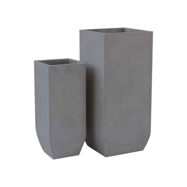 FLOWER POT-1  Set 2 τεμαχίων Cement Grey 25x25x60cm 35x35x80cm - Image 2