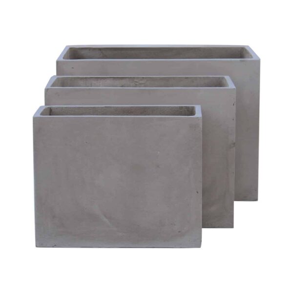 FLOWER POT-2  Set 3 τεμαχίων Cement Grey 50x20x40 - 60x30x45 - 70x40x50 - Image 2