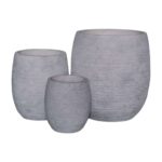 FLOWER POT-8  Set 3 τεμαχίων, Απόχρωση Light Grey Wash Φ25x28 - Φ35x39 - Φ48x52cm - Image 2