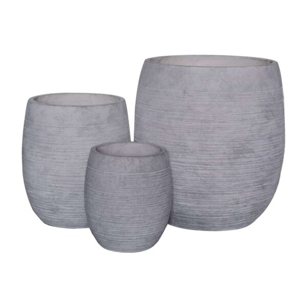 FLOWER POT-8  Set 3 τεμαχίων, Απόχρωση Light Grey Wash Φ25x28 - Φ35x39 - Φ48x52cm - Image 2