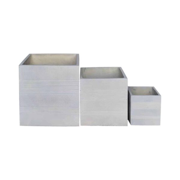 FLOWER POT-11 Set 3 τεμαχίων Σαγρέ Απόχρωση Beige 22x22x22 cm, 35x35x35cm, 45x45x45cm Set 3 τεμαχίων - Image 2