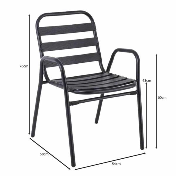 FANTIC Πολυθρόνα Μέταλλο - Αλουμίνιο Βαφή Ανθρακί, Στοιβαζόμενη 54x58x76cm - Image 3