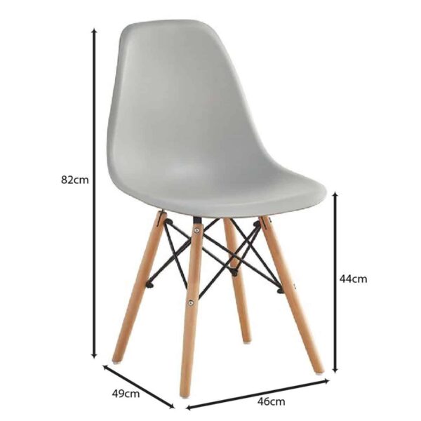 ART Wood Καρέκλα Τραπεζαρίας - Κουζίνας, Πόδια Οξιά, Κάθισμα PP Γκρι - Πλήρως K/D 46x49x82cm - Image 3