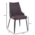 NORA Καρέκλα Τραπεζαρίας- Κουζίνας, Μέταλλο Βαφή Μαύρο, Pu Σκούρο Καφέ-Μαύρο 49x57x87cm - Image 3