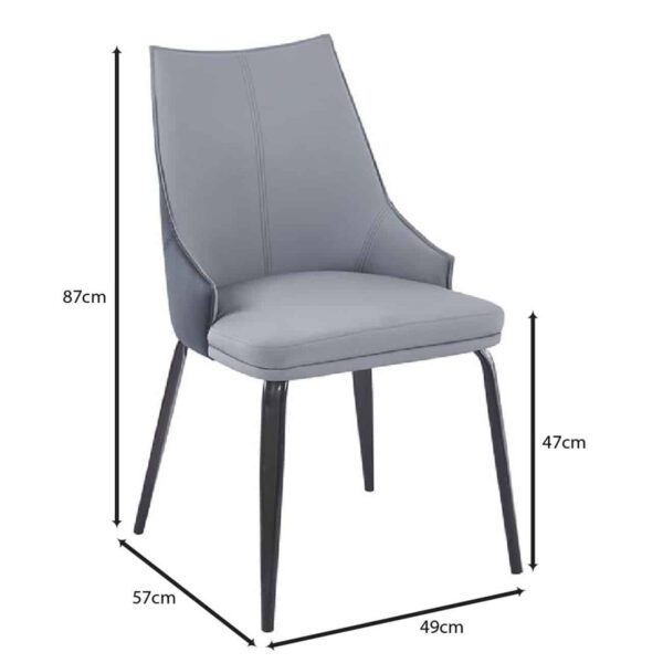 NORA Καρέκλα Τραπεζαρίας- Κουζίνας, Μέταλλο Βαφή Μαύρο, Pu Ανοιχτό-Σκούρο Γκρι 49x57x87cm - Image 3