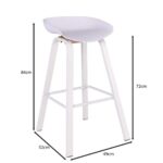 PENT Σκαμπό Bar, Μέταλλο Βαφή Άσπρο, PP Άσπρο 49x52x72/84cm - Image 6