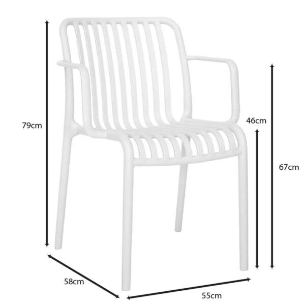MODA-W Πολυθρόνα Στοιβαζόμενη, PP - UV Protection Απόχρωση Άσπρο 55x58x79cm - Image 3