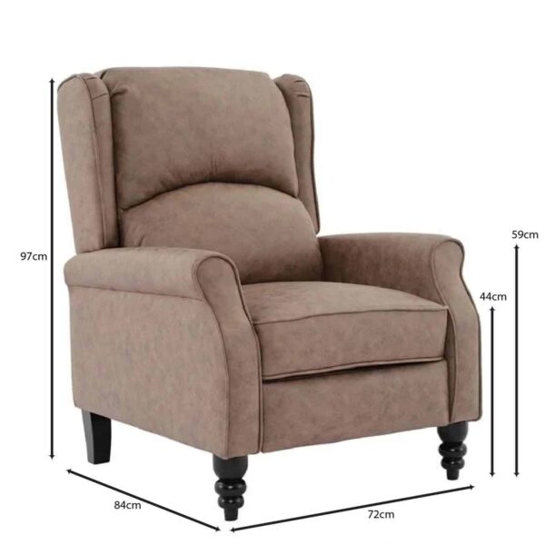 SIMPLE Relax Πολυθρόνα Μπερζέρα Σαλονιού, Καθιστικού, Ύφασμα Απόχρωση Antique Καφέ 72x84x97cm - Image 8