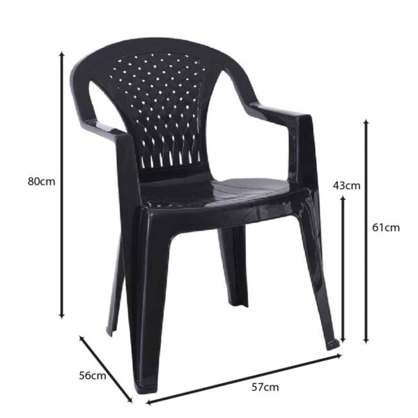 PORTOFINO Πολυθρόνα Τραπεζαρίας Κήπου - Βεράντας, PP Ανθρακί, Στοιβαζόμενη 57x56x80cm - Image 4