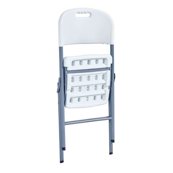 FOSTY Καρέκλα Πτυσσόμενη, Μέταλλο Βαφή Γκρι, HDPE Άσπρο 56x47x84cm - Image 2