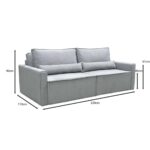 LIDRA Καναπές – Κρεβάτι 3Θέσιος, Ύφασμα Γκρι Sofa:220x110x90 Bed:137x196cm - Image 7