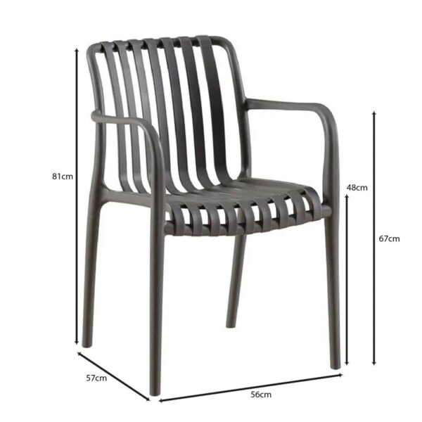 MODA-N Πολυθρόνα Στοιβαζόμενη PP, Στοιβαζόμενη Απόχρωση Γκρι 56x57x81cm - Image 3