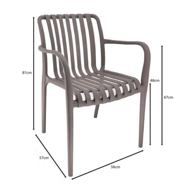 MODA-N Πολυθρόνα Στοιβαζόμενη PP, Στοιβαζόμενη Απόχρωση Mocha 56x57x81cm - Image 3