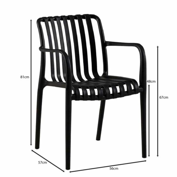 MODA-N Πολυθρόνα Στοιβαζόμενη PP, Στοιβαζόμενη Απόχρωση Μαύρο 56x57x81cm - Image 3