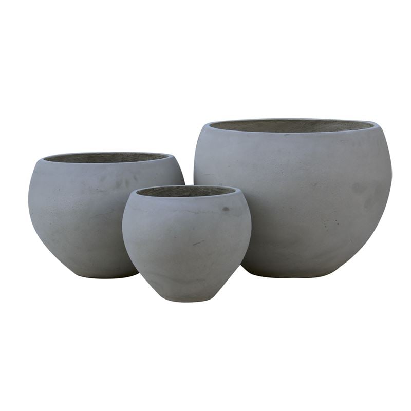 flower-pot-5-set-3-temachion-cement-grey-enlarge FLOWER POT-5 Set 3 τεμαχίων Cement Grey Φ32x26 - Φ43x32 - Φ55x40cm - Image 1