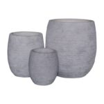 FLOWER POT-8  Set 3 τεμαχίων, Απόχρωση Light Grey Wash Φ25x28 - Φ35x39 - Φ48x52cm