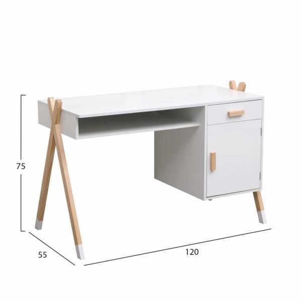 ΓΡΑΦΕΙΟ ΠΑΙΔΙΚΟ PASCHAL HM2496.03 ΜΕΛΑΜΙΝΗ-ΞΥΛΟ ΠΕΥΚΟΥ 120x55x75Υεκ - Image 3