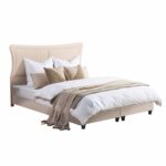 ΚΡEΒΑΤΙ ΔΙΠΛΟ NESTOR HM715 ΜΠΕΖ ΒΕΛΟΥΔΟ ΓΙΑ ΣΤΡΩΜΑ 160x200εκ.