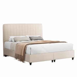 ΚΡEΒΑΤΙ ΔΙΠΛΟ LUTHER HM717 ΜΠΕΖ ΥΦΑΣΜΑ ΓΙΑ ΣΤΡΩΜΑ 160x200εκ.