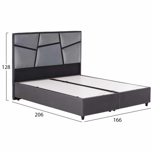 ΚΡEΒΑΤΙ ΜΕ ΑΠΟΘΗΚΕΥΤΙΚΟ ΧΩΡΟ IRIDA HM718 ΓΚΡΙ ΒΕΛΟΥΔΟ ΓΙΑ ΣΤΡΩΜΑ 160x200εκ. - Image 3