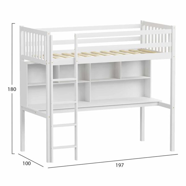 ΠΑΙΔΙΚH KOYKETA τ.MONTESSORI ΜΕ ΓΡΑΦΕΙΟ & ΒΙΒΛΙΟΘΗΚΗ LIBRO HM708.03 ΞΥΛΟ ΠΕΥΚΟΥ ΛΕΥΚΟ- 90x190εκ - Image 3