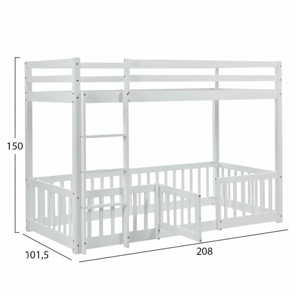 ΠΑΙΔΙΚΗ ΚΟΥΚΕΤΑ τ.MONTESSORI ΜΕ ΠΑΡΚΑΚΙ PLAYKID HM703.03 ΞΥΛΟ ΠΕΥΚΟΥ ΛΕΥΚΟ ΓΙΑ 190x90εκ - Image 3