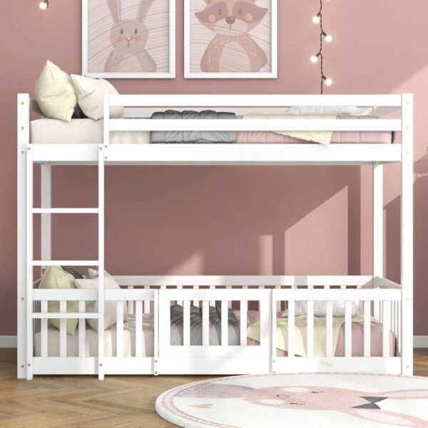 ΠΑΙΔΙΚΗ ΚΟΥΚΕΤΑ τ.MONTESSORI ΜΕ ΠΑΡΚΑΚΙ PLAYKID HM703.03 ΞΥΛΟ ΠΕΥΚΟΥ ΛΕΥΚΟ ΓΙΑ 190x90εκ - Image 4