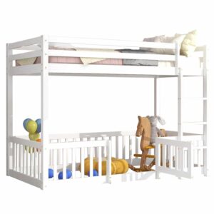 ΠΑΙΔΙΚΗ ΚΟΥΚΕΤΑ τ.MONTESSORI ΜΕ ΠΑΡΚΑΚΙ PLAYKID HM703.03 ΞΥΛΟ ΠΕΥΚΟΥ ΛΕΥΚΟ ΓΙΑ 190x90εκ
