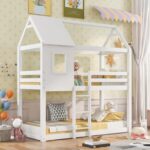 ΠΑΙΔΙΚΗ ΚΟΥΚΕΤΑ ΣΠΙΤΑΚΙ  τ.MONTESSORI HOOD HM705.03 ΞΥΛΟ ΠΕΥΚΟΥ ΣΕ ΛΕΥΚΟ-ΣΤΡΩΜΑΤΑ 190x90εκ - Image 2