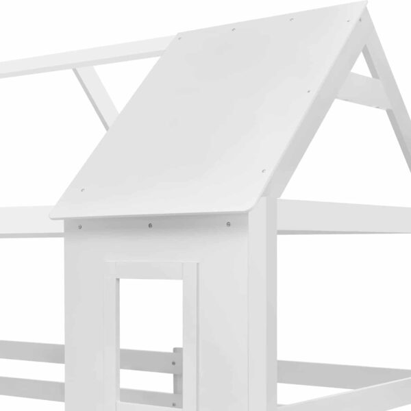 ΠΑΙΔΙΚΗ ΚΟΥΚΕΤΑ ΣΠΙΤΑΚΙ  τ.MONTESSORI HOOD HM705.03 ΞΥΛΟ ΠΕΥΚΟΥ ΣΕ ΛΕΥΚΟ-ΣΤΡΩΜΑΤΑ 190x90εκ - Image 5