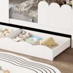 ΠΑΙΔΙΚΟ ΚΡΕΒΑΤΙ τ.MONTESSORI ΜΕ ΣΥΡΤΑΡΙΑ DOMER HM710.03 ΞΥΛΟ ΠΕΥΚΟΥ ΛΕΥΚΟ-ΣΤΡΩΜΑ 90x190εκ - Image 5