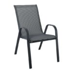 RIO Πολυθρόνα Στοιβαζόμενη Κήπου, Μέταλλο Βαφή Ανθρακί, Textilene Σκούρο Γκρι 54x75x91cm