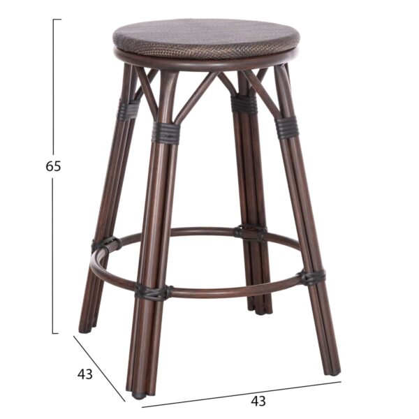 ΣΚΑΜΠΟ ΑΛΟΥΜΙΝΙΟΥ ΜΕΣ.ΥΨΟΥΣ CHINO HM6286.01 BAMBOO LOOK & TEXTILENE ΚΑΦΕ 43x43x65Υεκ - Image 2