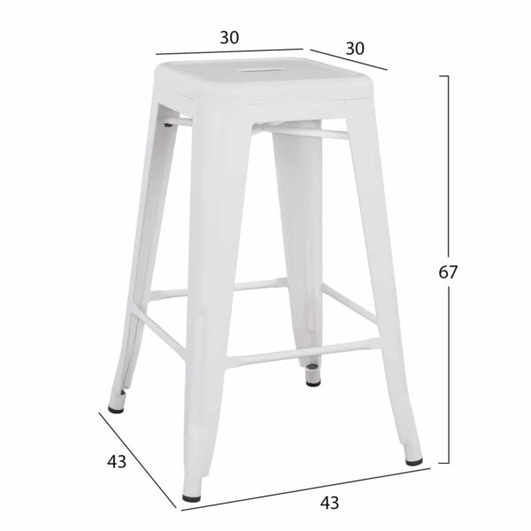 ΣΚΑΜΠΟ ΜΕΣΑΙΟΥ ΥΨΟΥΣ ΜΕΤΑΛΛΙΚΟ MELITA-PRO HM8573.41 ΛΕΥΚΟ ΜΑΤ 43x43x67Υεκ. - Image 2
