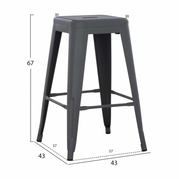 ΣΚΑΜΠΟ ΜΕΣΑΙΟΥ ΥΨΟΥΣ ΜΕΤΑΛΛΙΚΟ MELITA-PRO HM8573.50 ΓΚΡΙ 43x43x67Υεκ. - Image 2