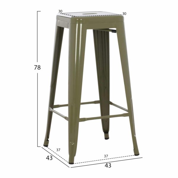 ΣΚΑΜΠΟ ΜΠΑΡ ΜΕΤΑΛΛΙΚΟ MELITA-PRO HM8642.43 ΣΕ DARK OLIVE 43x43x78Υεκ. - Image 2