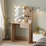 ΤΟΥΑΛΕΤΑ ΜΕ ΦΩΤΙΣΜΟ LED & ΡΑΦΙΑ LAURYN HM2501.01 ΜΕΛΑΜΙΝΗ ΣΕ SONAMA 75x40x134.5Υεκ - Image 2