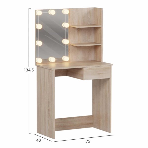 ΤΟΥΑΛΕΤΑ ΜΕ ΦΩΤΙΣΜΟ LED & ΡΑΦΙΑ LAURYN HM2501.01 ΜΕΛΑΜΙΝΗ ΣΕ SONAMA 75x40x134.5Υεκ - Image 3