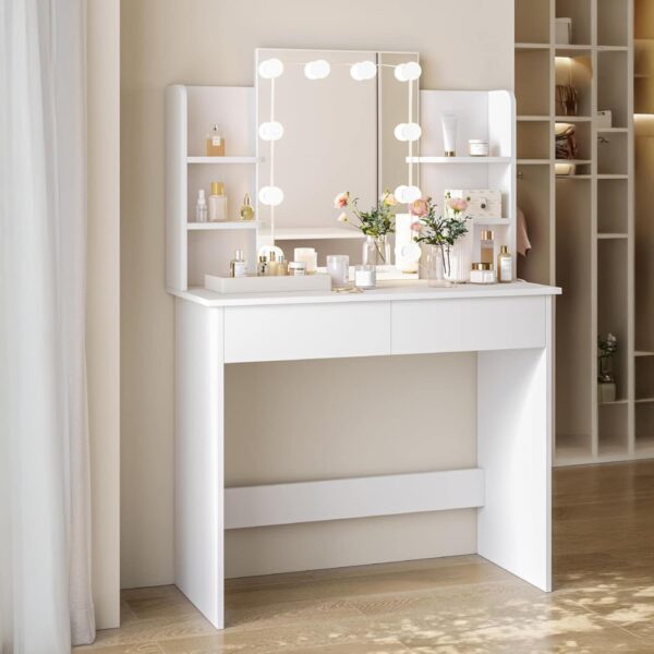 ΤΟΥΑΛΕΤΑ ΜΕ ΦΩΤΙΣΜΟ LED-ΡΑΦΙΑ-ΣΥΡΤΑΡΙΑ LAURYN HM2502.03 ΛΕΥΚΟ 108x40x140Υεκ - Image 2