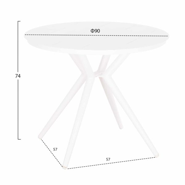 ΤΡΑΠΕΖΙ ΣΤΡΟΓΓΥΛΟ ΑΛΟΥΜΙΝΙΟΥ HIGER HM6289.02 ΛΕΥΚΟ Φ90x74Yεκ. - Image 2