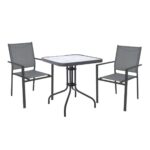 LANSON - BALENO Set Τραπεζαρία Μέταλλο Ανθρακί, Textilene Γκρι: Τραπέζι + 2 Πολυθρόνες Table:70x70x70 Chair:55x55x86 - Image 2