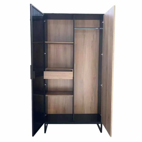 MYSTERY ΕΠΙΠΛΟ ΕΙΣΟΔΟΥ 2ΠΟΡΤΕΣ ΦΥΣΙΚΟ ΣΚΟΥΡΟ ΜΑΥΡΟ 104x39x210 06-0128 - Image 2