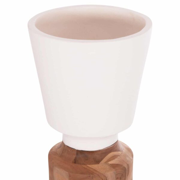 ΔΙΑΚΟΣΜΗΤΙΚΟ ΒΑΖΟ ΔΑΠΕΔΟΥ NEBULA HM4661.02 FIBER CEMENT ΛΕΥΚΟ--ΞΥΛΟ ΤΕΑΚ Φ60x115Υεκ. - Image 3