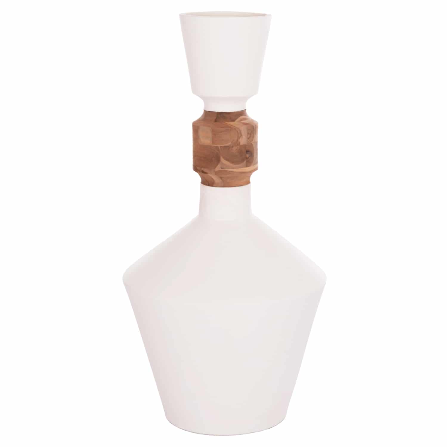 HM4661.02 ΔΙΑΚΟΣΜΗΤΙΚΟ ΒΑΖΟ ΔΑΠΕΔΟΥ NEBULA HM4661.02 FIBER CEMENT ΛΕΥΚΟ--ΞΥΛΟ ΤΕΑΚ Φ60x115Υεκ. - Image 1