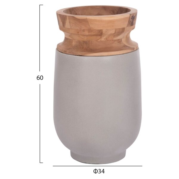 ΔΙΑΚΟΣΜΗΤΙΚΟ ΒΑΖΟ ΔΑΠΕΔΟΥ LINTER HM4662.03S FIBER CEMENT ΓΚΡΙ--ΞΥΛΟ ΤΕΑΚ Φ34x60Υεκ. - Image 2