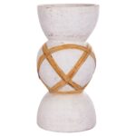 ΔΙΑΚΟΣΜΗΤΙΚΟ ΒΑΖΟ ΔΑΠΕΔΟΥ MAYNARD HM4672.02L TERRACOTTA ΛΕΥΚΟ--RATTAN Φ32x62.5Υεκ. - Image 3